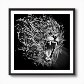 Lion Furious Abstract Desing Furious Art Print