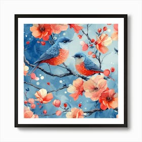 Birds On A Branch 1 Art Print