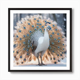 Beautiful white dancing peacock  Art Print