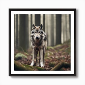 Wolf In The Forest 30 Art Print