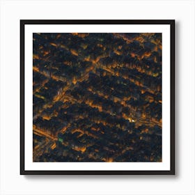 Aerial View Of A City At Night Art Print