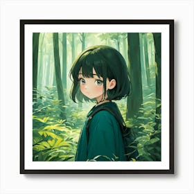 Anime Girl In The Forest 6 Art Print