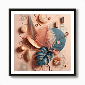 Aesthetic style, Abstraction with tropical leaf 9 Art Print