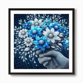 Bouquet Of Blue Flowers Art Print