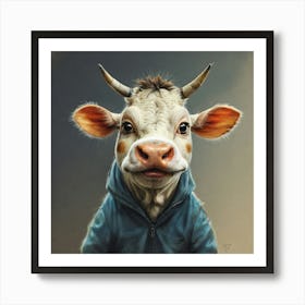 Cow With Horns 3 Art Print