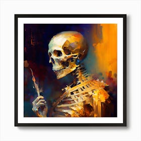 Skeleton In Flames Art Print