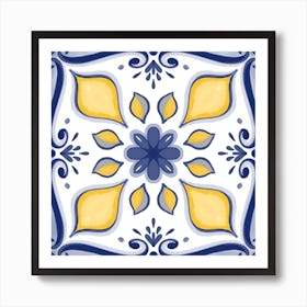Blue And Yellow Tile Art Print