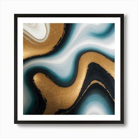 Gold And Black Swirls 2 Art Print