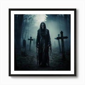 Skeleton In The Graveyard Art Print