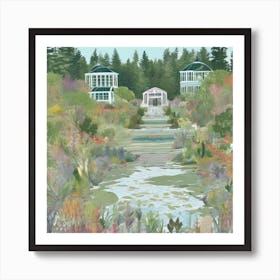 Coastal Maine Botanical Gardens USA Illustration Art Print Garden In Bloom 1 Art Print