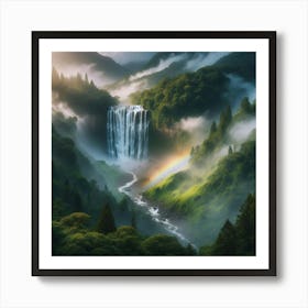 Waterfall In The Mist Art Print