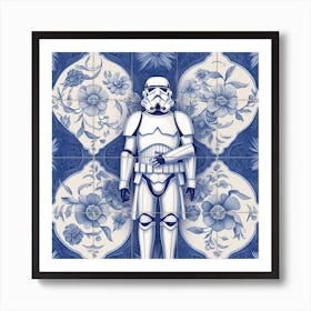 Star Wars Inspired Delft Tile Illustration 3 Art Print