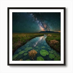 Milky Over Lily Pads Art Print