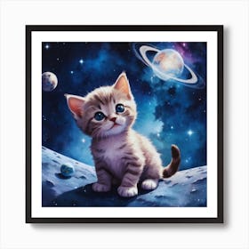 Kitten On The Moon 1 Art Print
