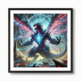 A Dramatic Sci Fi Scene Depicting Riftbreaker Kaiju Art Print