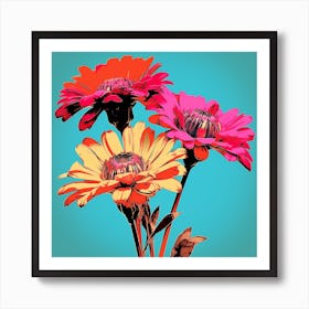 Andy Warhol Style Pop Art Flowers Gaillardia 4 Square Art Print