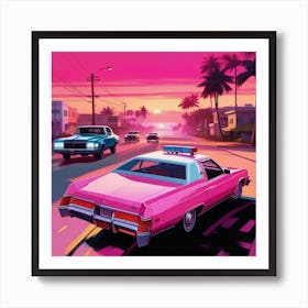 Pink Police Car Art Print