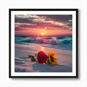 Sunset On The Beach Art Print