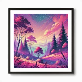 Pink Night Sky Art Print