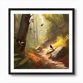 Crow In The Forest 1 Art Print