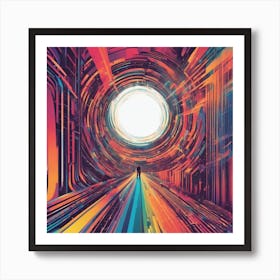 Eye Is Walking Down A Long Path, In The Style Of Bold And Colorful Graphic Design, David , Rainbowco (1) Art Print