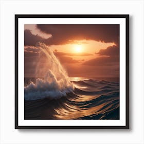 Sunset Over The Ocean Waterspout Art Print