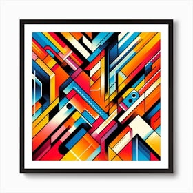 Bauhaus Art: A Bright and Stylish Abstract Painting of Geometric Elements and Colors Art Print