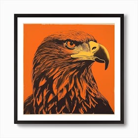 Retro Bird Lithograph Golden Eagle Art Print