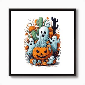 Ghosts And Pumpkins Art Print