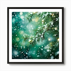 Abstract Concept Of Christmas Using Evergreen Branches As Main Subject Covered In Fine Glittering S (6) 2 Art Print