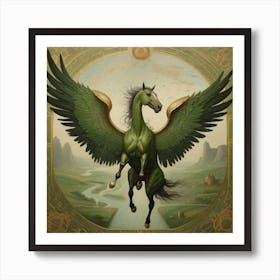 Green Horse Art Print