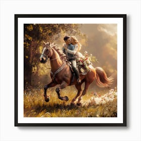 Bride Riding A Horse Art Print