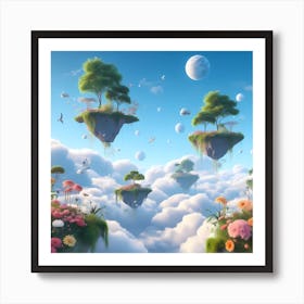 Clouds And Flowers Art Print