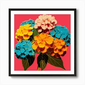 Andy Warhol Style Pop Art Flowers Lantana 1 Square Art Print