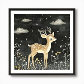 Deer In The Night 1 Art Print