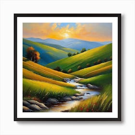 River In The Valley Art Print