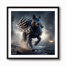 Armored Military Dog in an Apocalyptic World Art Print