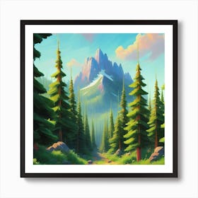 Dense forest with pine trees and marijuana Art Print