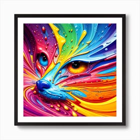 Colorful Cat Painting 1 Art Print