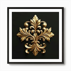 Golden Floral Decoration Art Print