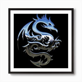 Dragon On Black Background Art Print