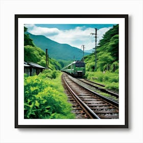 Rail Nature Train Transportation Japan Mountain Way Garden Summer Background Tour Tourism (2) Art Print