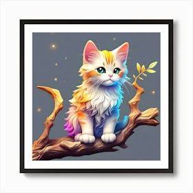 Cute Cat On A Branch 1 Art Print