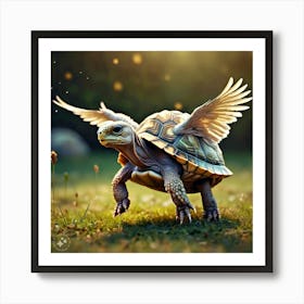 Tortoise Flapping His New Wings And Lifting Off The Ground (2) Art Print