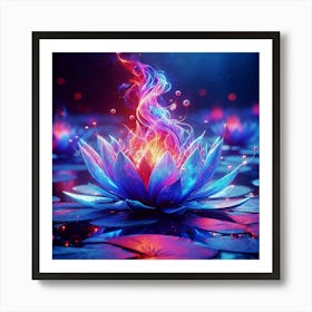 Lotus Flower With Fire Art Print