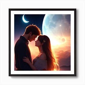 Moon And Stars Art Print