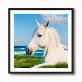 A Piece That Celebrates The Harmony Between Nature And These Majestic Creatures White Horse Art Print