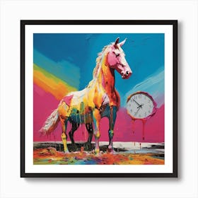 Horse With Clock Art Print