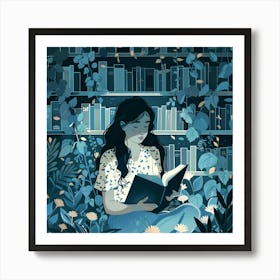 Girl Reading A Book 1 Art Print