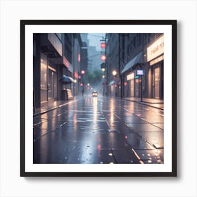 Rainy City Street 1 Art Print
